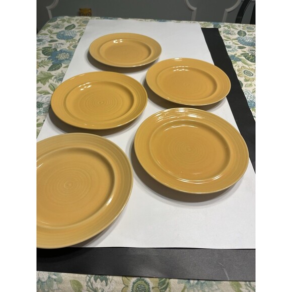 5pc Vtg Pier 1 Festival Marigold 8" Salad Plates Yellow Gold Japan Stoneware - Picture 5 of 9